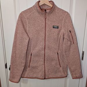 L.L. Bean Fleece Full Zip Knit Sweater Jacket Women's Medium Heathered Pink